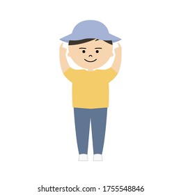 Vector illustration of boy wearing a hat