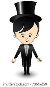 vector illustration of a boy wearing tuxedo