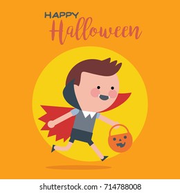 Vector illustration of Boy wearing vampire dracula costumes - Halloween costume characters