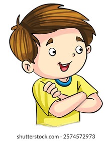 Vector illustration boy wearing yellow colour t shirt