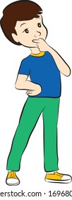 Vector Illustration of a boy who is thinking