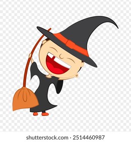 Vector illustration of boy in wizard costume on transparent background