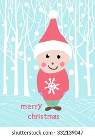 Vector illustration the boy in the woods for your design