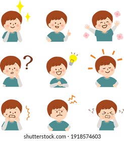 Vector illustration of boy's emotions