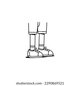 vector illustration of boy's feet wearing shoes