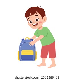 Vector Illustration of Boys Getting Ready for School in the Morning