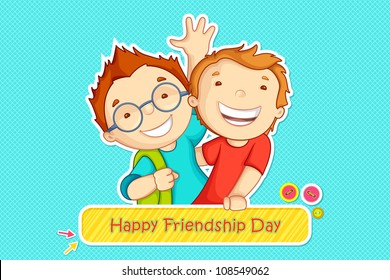 vector illustration of boys greeting on friendship day