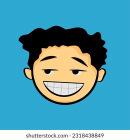 ilustración vectorial de la cabeza de un niño con una expresión graciosa adecuada para símbolo, plantilla, etiqueta