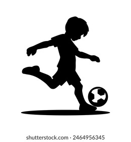 vector illustration of a boy's playing ball silhouette isolated on a white background