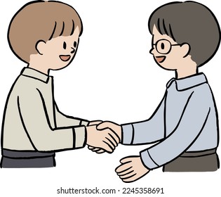 Vector illustration of boys shaking hands