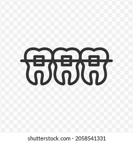 Vector illustration of braces teeth icon in dark color and transparent background(png).