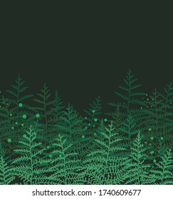 Ilustración vectorial del bracken. Fondo natural, plantilla de tarjeta de invitación con ramas, decoración de hoja.