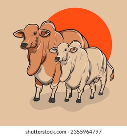 vector illustration of a brahman cow