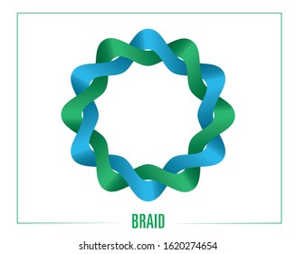 Vector illustration, braided symbol in green and blue colors. Nicely grouped and easy to select.
