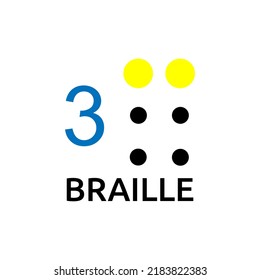Vector illustration Braille alphabet 3, abc with letters, punctuation and numbers. Realistic Dots. Abc for vision disable blind people. Braille letter as dot.