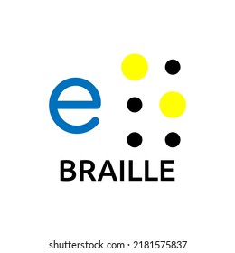 Vector illustration Braille alphabet E, abc with letters, punctuation and numbers. Realistic Dots. Abc for vision disable blind people. Braille letter as dot.