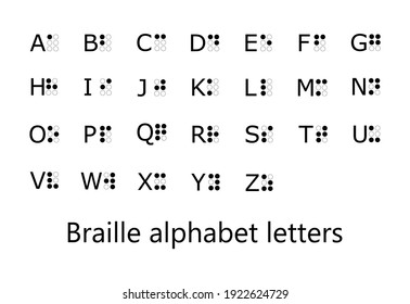 Vector illustration of Braille alphabet letters on white background.