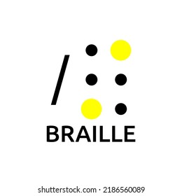 Vector illustration Braille alphabet slash mark, abc with letters, punctuation and numbers. Realistic Dots. Abc for vision disable blind people. Braille letter as dot.