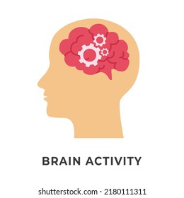 Vector illustration of brain activity icon concept in flat style. Isolated on white background.