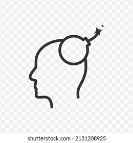Vector illustration of brain bomb icon in dark color and transparent background(png).
