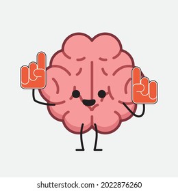 Vector Illustration of Brain Character with cute face and simple body line drawing on isolated background