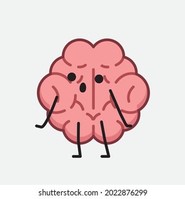 Vector Illustration of Brain Character with cute face and simple body line drawing on isolated background