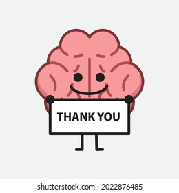 Ilustración vectorial del personaje del cerebro con cara linda y dibujo simple de la línea corporal en un fondo aislado