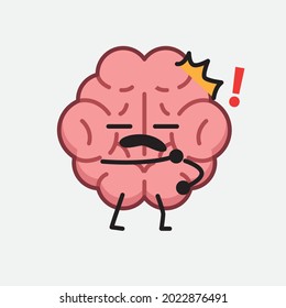 Ilustración vectorial del personaje del cerebro con cara linda y dibujo simple de la línea corporal en un fondo aislado