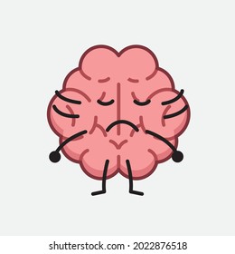 Ilustración vectorial del personaje del cerebro con cara linda y dibujo simple de la línea corporal en un fondo aislado