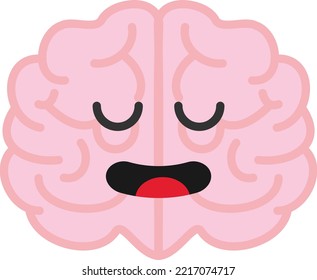 Ilustración vectorial de un cerebro con ojos cerrados. El cerebro durmiente. Descanso y salud mental.