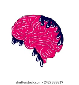 vector illustration of brain and colored fluid