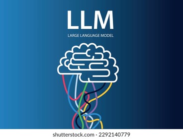 Vector illustration of a brain. Concept for generative AI and Large Language Models LLM.