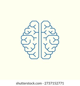 Vector illustration of a brain with the concept of neural networks and neuron connections. Horizontal, vertical, and diagonal lineart style design.