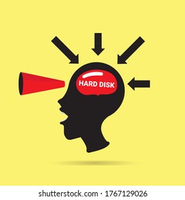 Vector illustration of brain design as a symbol of thinking hard disk concepts