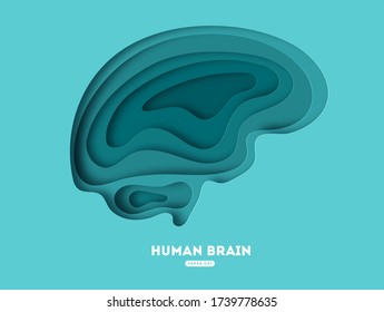 Vector illustration of the Brain done in 3D origami paper cut style. Modern illustration for the medicine, health care and anatomy theme