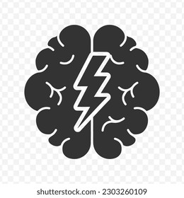 Vector illustration of brain energy  icon in dark color and transparent background(png).