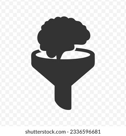 Vector illustration of brain filters icon in dark color and transparent background(PNG).