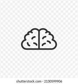 Vector illustration of brain icon in dark color and transparent background(png).