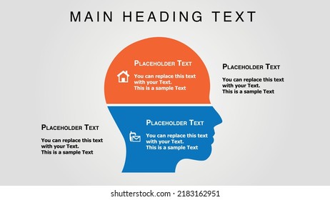 vector illustration Brain Infographic design template with icons and 2 options or steps. Can be used for processes, presentations, layout, banners, and info graphs.