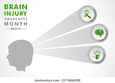 Vector illustration for Brain Injury Awareness Month which is held in the month of March every year, it spreads awareness of different types of Brain Injuries.