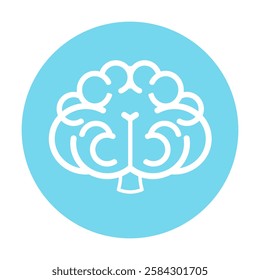 Vector illustration of brain logo on blue background demonstrating minimalist aesthetics and thinking, intelligence.