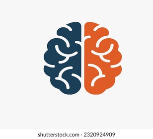 
ilustración vectorial logo del cerebro en naranja y azul 