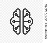 Vector illustration of brain machine icon in dark color and transparent background(png).