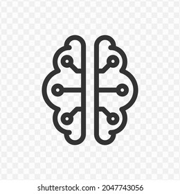 Vector illustration of brain machine icon in dark color and transparent background(png).