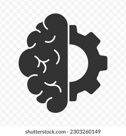 Vector illustration of brain management icon in dark color and transparent background(png).