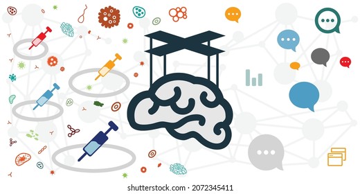 vector illustration of brain manipulated by information about various and vaccination