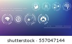 vector illustration / brain and neural system icons on blurred background / / horizontal banner