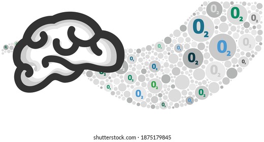 vector illustration of brain and oxygen saturation levels or hypoxia 