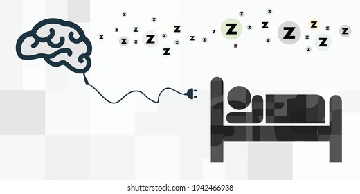 vector illustration of brain recharging while having good night sleep