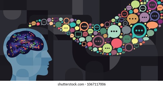 vector illustration of brain with supernatural mental connection for telepathy and neural control interface visuals